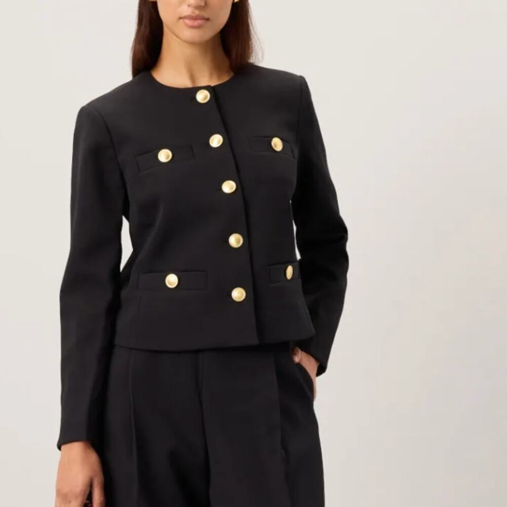 Rosetta Getty Black Crop Lady Blazer SIZE 2 Bolero Work Old Money Designer $400